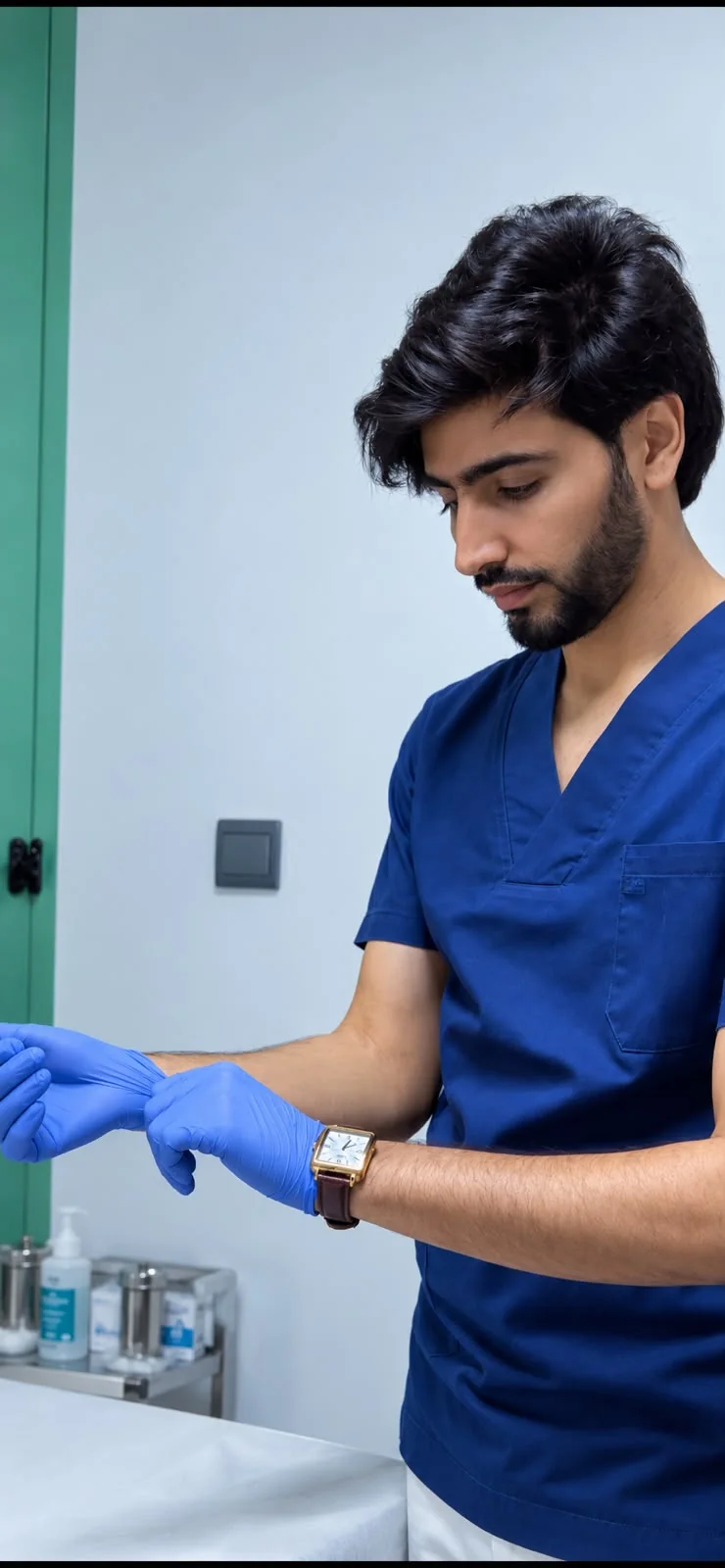 Abdellatif Edlaoui portant des gants pendant son activité chez PhysioFlex