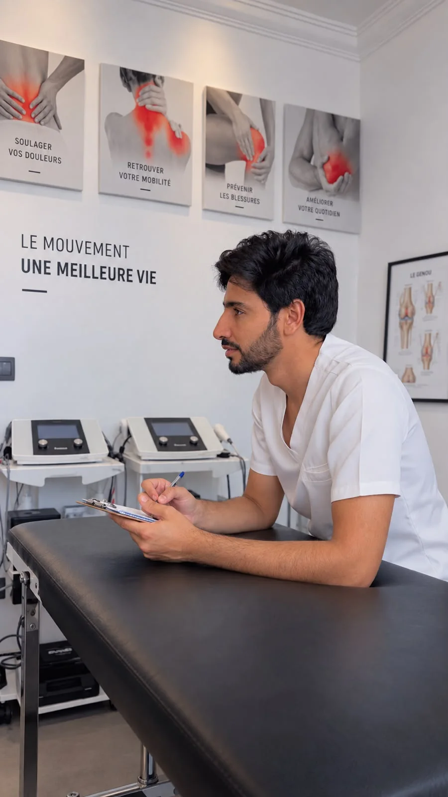 Abdellatif Edlaoui pendant une explication dans la salle de soins PhysioFlex