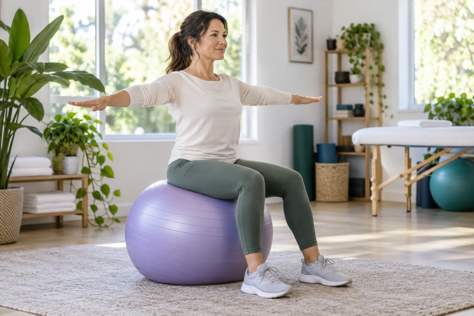 Exercice doux de respiration et de stabilité du tronc